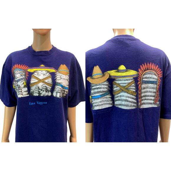 Vintage Cat T Shirt Front Back The Wild Bunch Cartoon | Single Stitch USA L - Picture 1 of 10